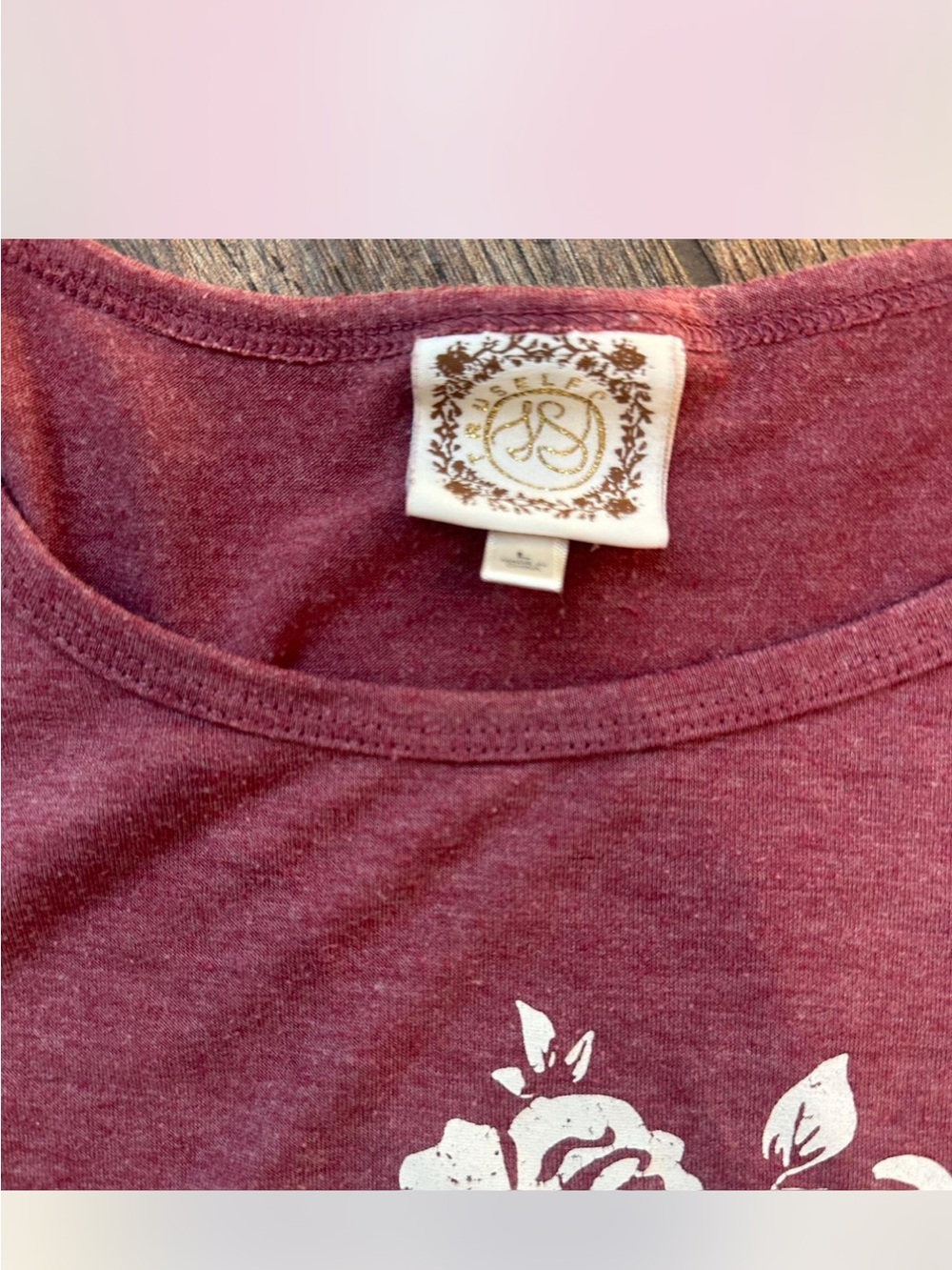Truself Maroon Graphic COWGIRL BOOT Tee with White Floral Print - Picture 4 of 4